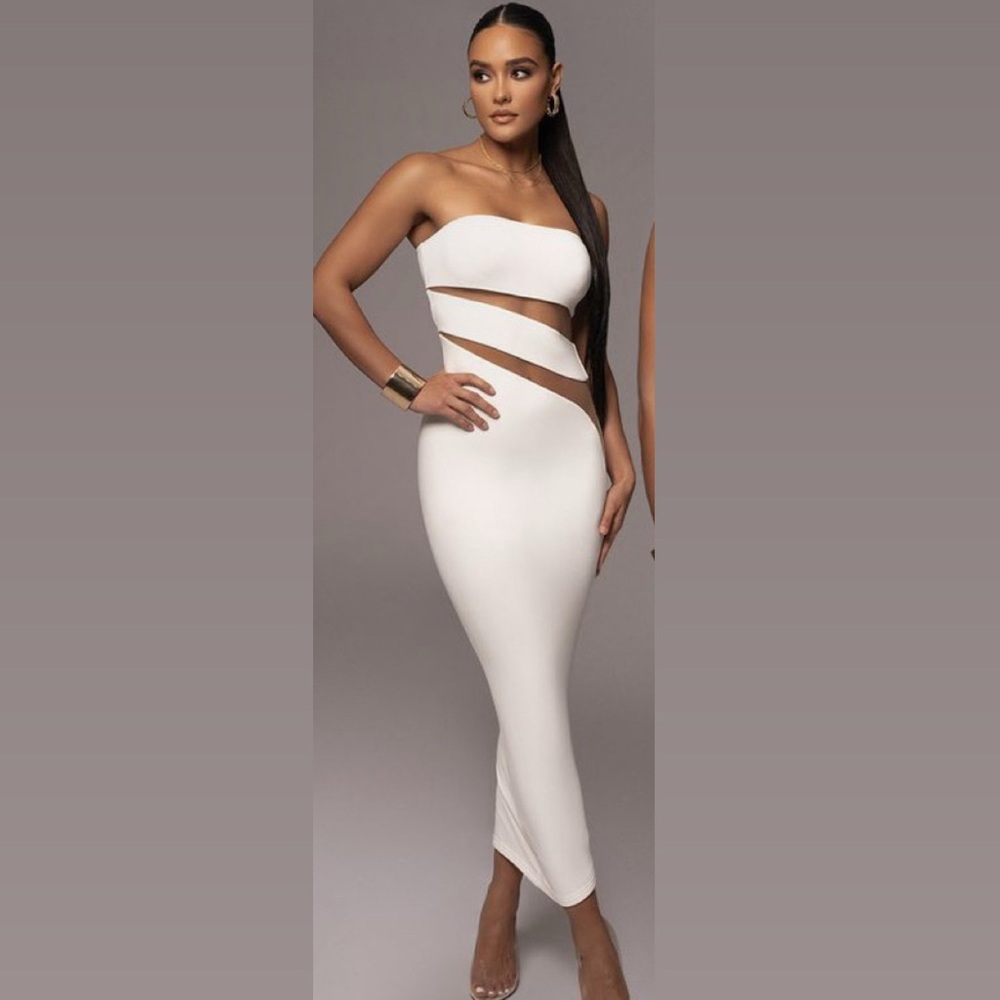 JLUXLABEL Strapless White Cut-Out Dress